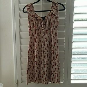 Light Tan with dark red floral print